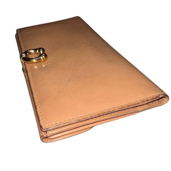 Gucci Vintage Horse Bit Long Wallet Tan Italian Leather Brass Hardware Neutral - Picture 2 of 16